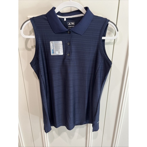 adidas Tops - Adidas Climacool Navy Sleeveless Polo Golf Shirt Size Medium UPF 15+ Pickleball